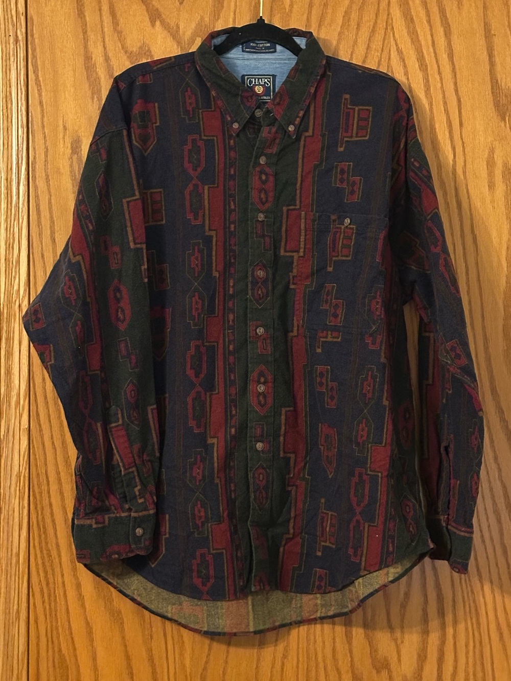Chaps Ralph Lauren Men's Button Up Flannel - Aztec Patterned Shirt - Size XL